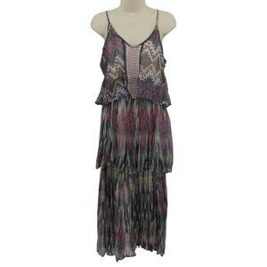Meadow Rue Anthropologie Women 6 Multicolor Metallic Crinkle Tiered Sundress